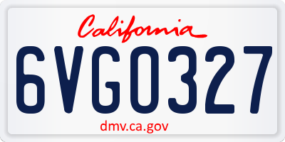 CA license plate 6VGO327