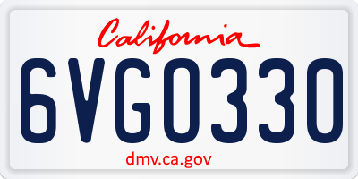 CA license plate 6VGO330