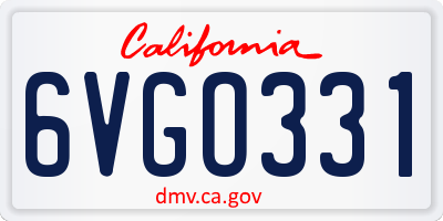 CA license plate 6VGO331