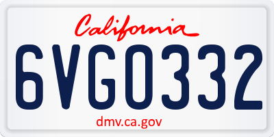 CA license plate 6VGO332