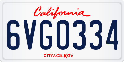 CA license plate 6VGO334