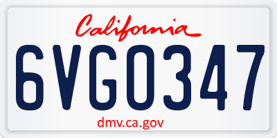 CA license plate 6VGO347