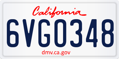 CA license plate 6VGO348