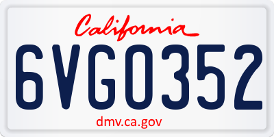 CA license plate 6VGO352