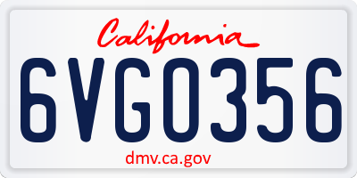 CA license plate 6VGO356