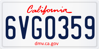 CA license plate 6VGO359