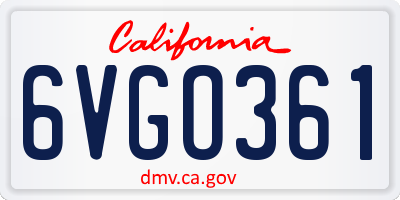 CA license plate 6VGO361
