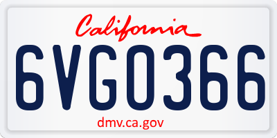 CA license plate 6VGO366