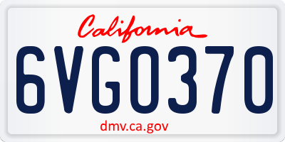 CA license plate 6VGO370