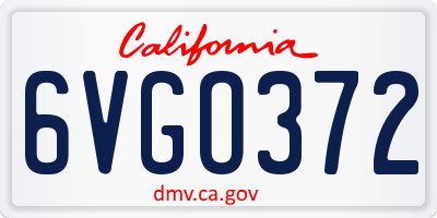 CA license plate 6VGO372