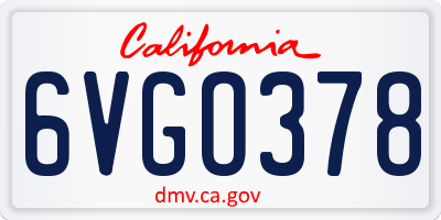 CA license plate 6VGO378