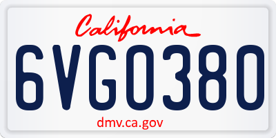 CA license plate 6VGO380