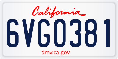CA license plate 6VGO381