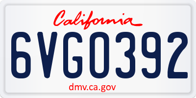 CA license plate 6VGO392