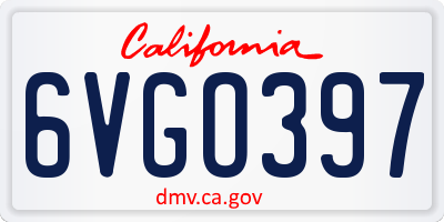 CA license plate 6VGO397