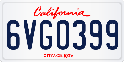 CA license plate 6VGO399