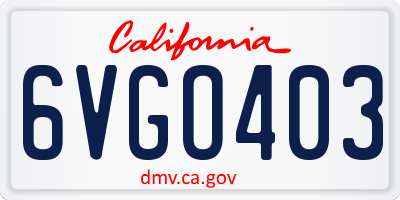CA license plate 6VGO403