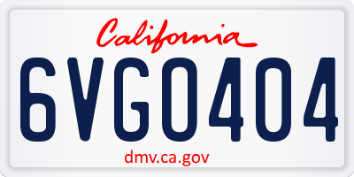 CA license plate 6VGO404