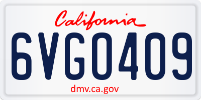 CA license plate 6VGO409