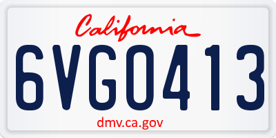 CA license plate 6VGO413