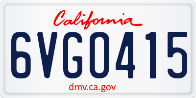 CA license plate 6VGO415
