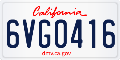 CA license plate 6VGO416