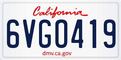 CA license plate 6VGO419