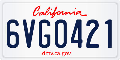 CA license plate 6VGO421