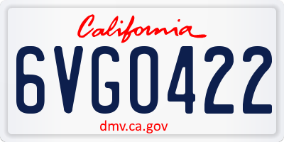 CA license plate 6VGO422