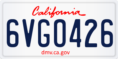 CA license plate 6VGO426