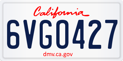 CA license plate 6VGO427