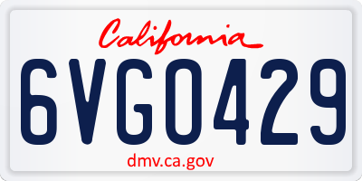 CA license plate 6VGO429