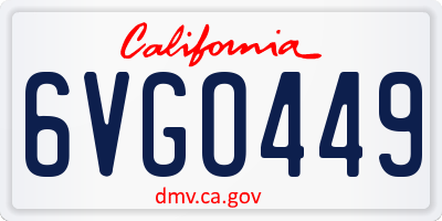 CA license plate 6VGO449