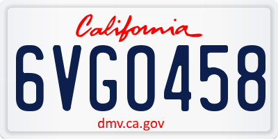 CA license plate 6VGO458