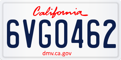 CA license plate 6VGO462