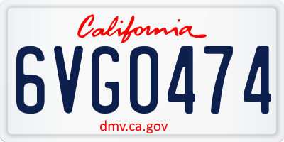 CA license plate 6VGO474