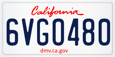 CA license plate 6VGO480