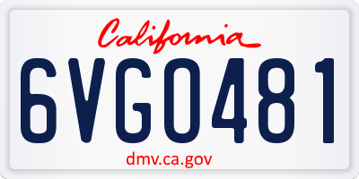 CA license plate 6VGO481