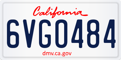 CA license plate 6VGO484