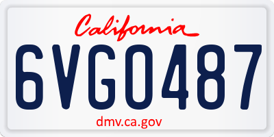 CA license plate 6VGO487