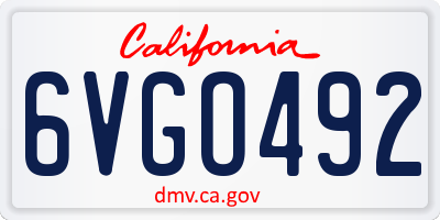 CA license plate 6VGO492
