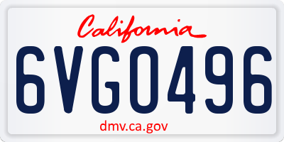 CA license plate 6VGO496