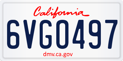 CA license plate 6VGO497