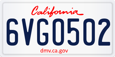 CA license plate 6VGO502