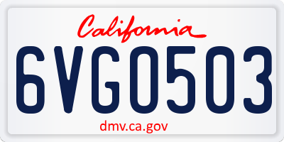 CA license plate 6VGO503