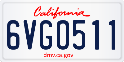CA license plate 6VGO511