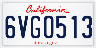 CA license plate 6VGO513