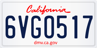 CA license plate 6VGO517