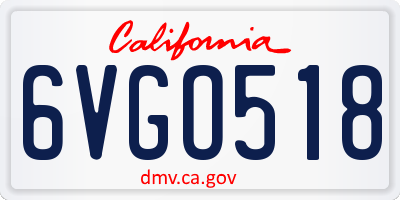 CA license plate 6VGO518