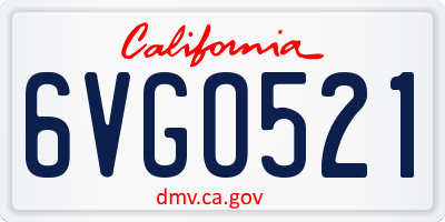 CA license plate 6VGO521